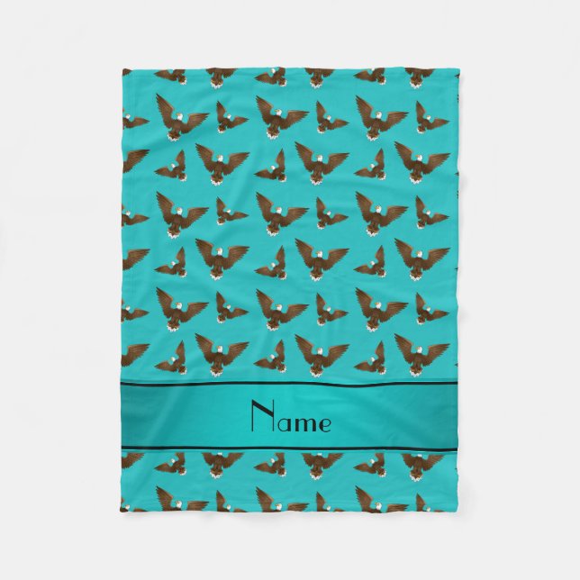 Couverture Polaire Nom personnalisé aigles turquoise (Devant)