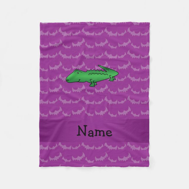 Couverture Polaire Nom personnalisé alligator bats violets (Devant)