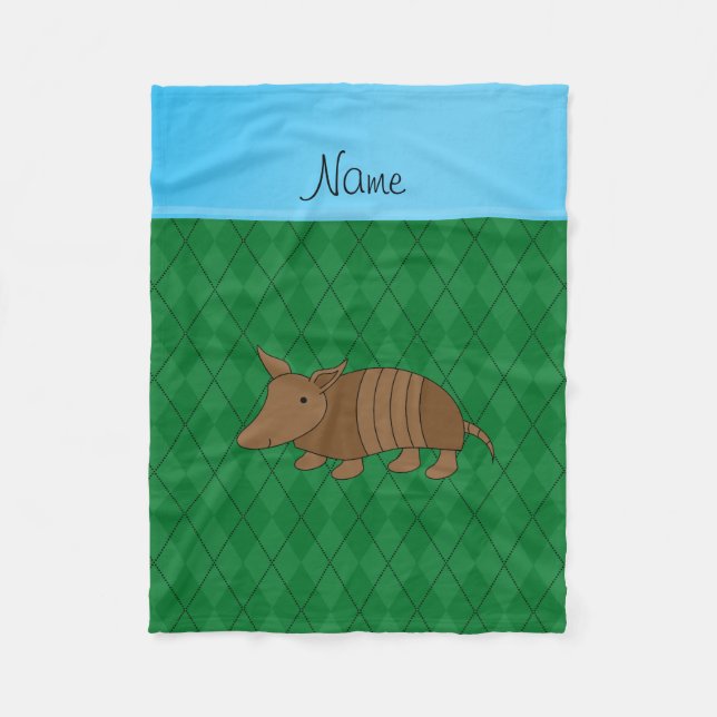 Couverture Polaire Nom personnalisé armadillo Jacquard vert (Devant)