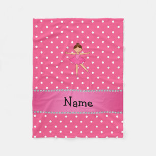 Couverture Polaire Nom personnalisé ballerine rose blanc pois