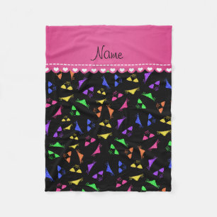 Couverture Polaire Nom personnalisé bikinis arc-en-ciel noir