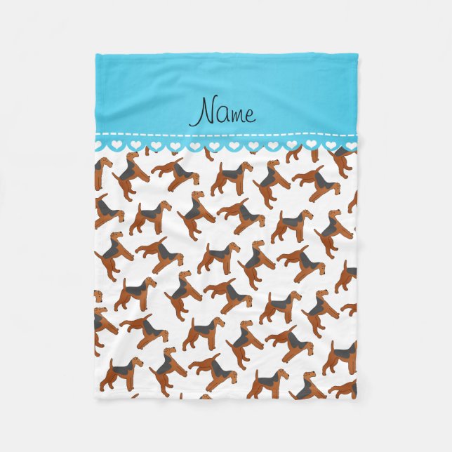 Couverture Polaire Nom personnalisé blanc airedale terriers chiens (Devant)
