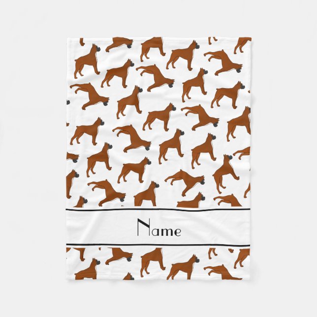 Couverture Polaire Nom personnalisé blanc boxer chien motif (Devant)