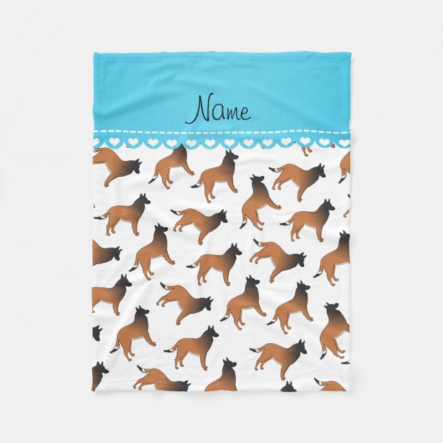 Couverture Polaire Nom personnalisé blanc de tervuren belge chiens (Devant)