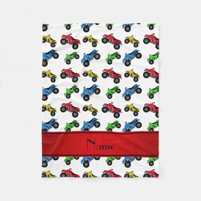 Couverture Polaire Nom personnalisé blanc motif atv (Devant)