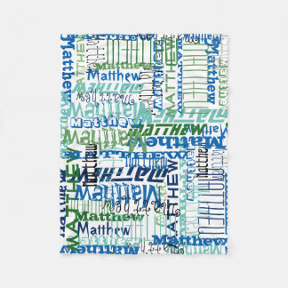 Couverture Polaire Nom personnalisé bleu/vert Personnalisé Collage Bo