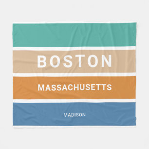 Couverture Polaire Nom personnalisé Boston Massachusetts / VOTRE TEXT