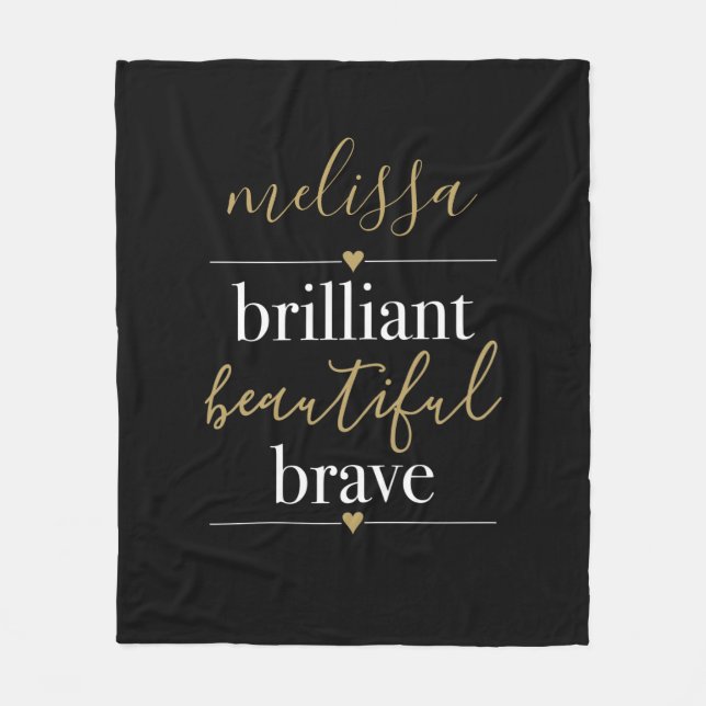 Couverture Polaire Nom personnalisé Brillante Belle Brave (Devant)