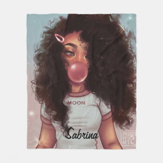 Couverture Polaire Nom personnalisé Bubble Black Girl Blanket