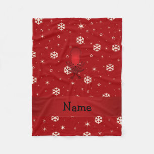 Couverture Polaire Nom personnalisé calmar rouge flocons de neige
