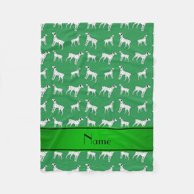 Couverture Polaire Nom personnalisé Chiens dalmatiens verts (Devant)