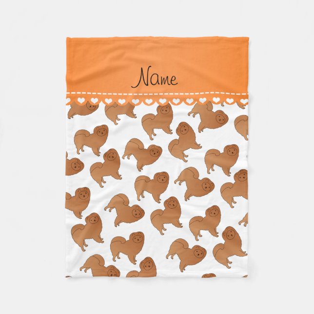 Couverture Polaire Nom personnalisé Chiens de chow blanc chow (Devant)