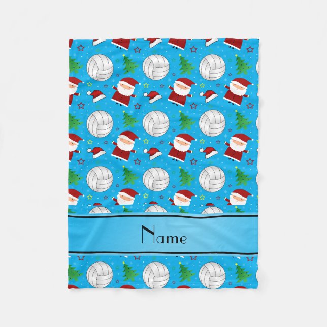 Couverture Polaire Nom personnalisé ciel bleu volleyball motif de noë (Devant)
