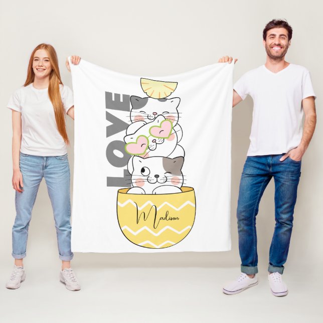 Couverture Polaire Nom personnalisé Cute Kittens (En situation)