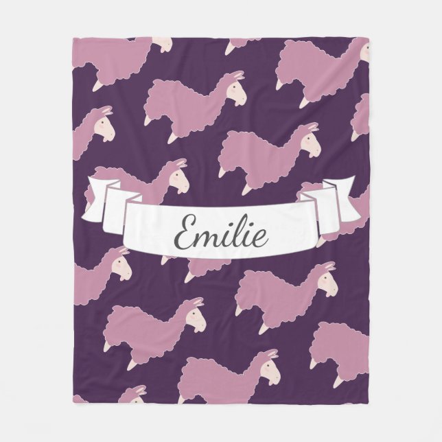 Couverture Polaire Nom personnalisé des lamas roses (Devant)