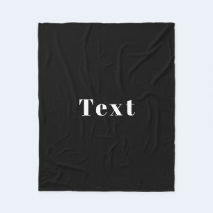 Couverture Polaire Nom personnalisé élégant ou autre texte Noir & B
