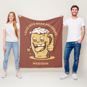 Couverture Polaire Nom personnalisé et bière texte amusant