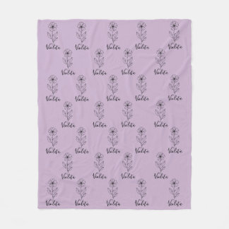 Couverture Polaire Nom personnalisé Février violet Fleur de naissance