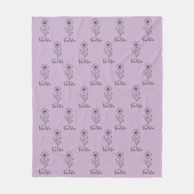Couverture Polaire Nom personnalisé Février violet Fleur de naissance (Devant)