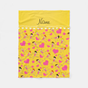 Couverture Polaire Nom personnalisé fille jaune gymnaste coeur étoile