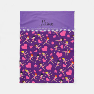 Couverture Polaire Nom personnalisé fille mauve gymnaste coeur étoile