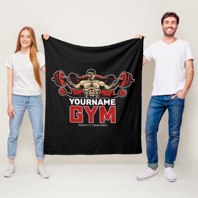 Couverture Polaire NOM personnalisé Fitness Accueil GYM Poids Lifting (En situation)