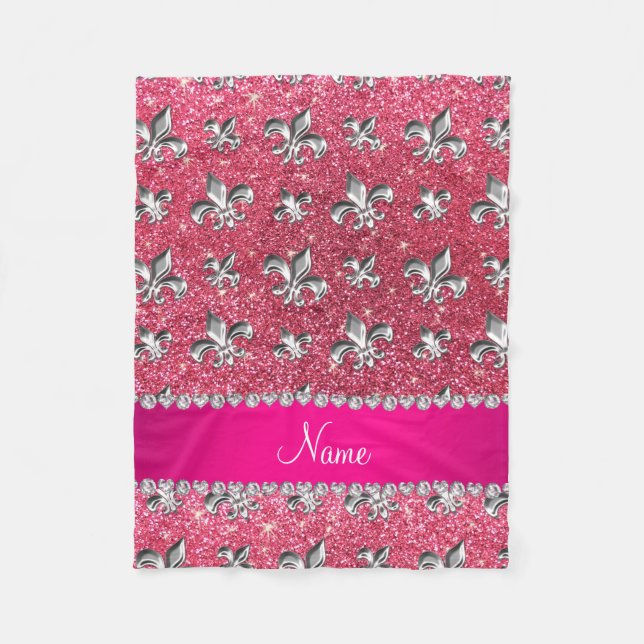 Couverture Polaire Nom personnalisé fleur de lis parties scintillant  (Devant)