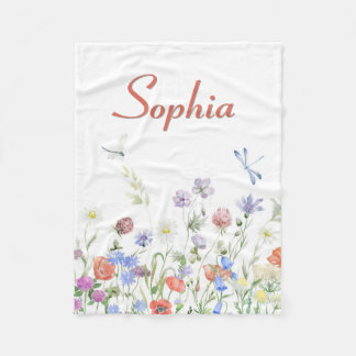 Couverture Polaire Nom personnalisé fleur sauvage