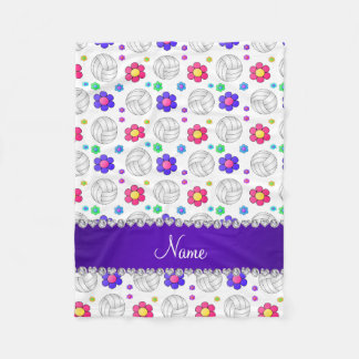 Couverture Polaire Nom personnalisé fleurs arc-en-ciel de volley-ball