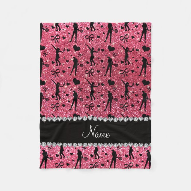 Couverture Polaire Nom personnalisé fuchsia parties scintillant rose  (Devant)