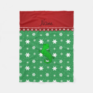 Couverture Polaire Nom personnalisé gecko vert blanc flocons