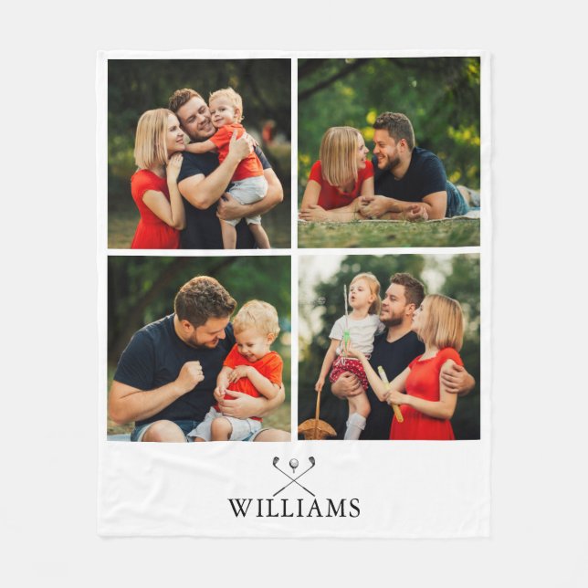 Couverture Polaire Nom personnalisé Golf Clubs Photo Collage (Devant)