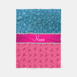 Couverture Polaire Nom personnalisé gymnastique rose étoiles parties