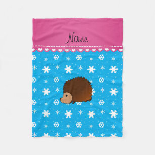 Couverture Polaire Nom personnalisé hedgehog ciel bleu flocons de nei