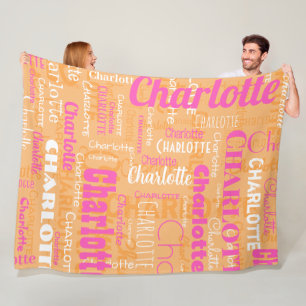 Couverture Polaire Nom personnalisé Hot rose orange Motif personnalis