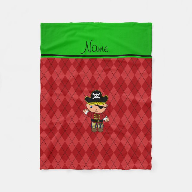 Couverture Polaire Nom personnalisé Jacquard rouge pirate (Devant)