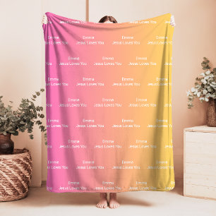 Couverture Polaire Nom personnalisé Jésus vous aime Fleece Blanket Om