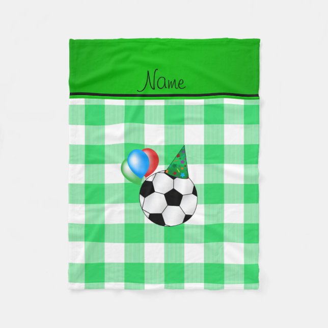 Couverture Polaire Nom personnalisé Jeu d'anniversaire soccer vert da (Devant)
