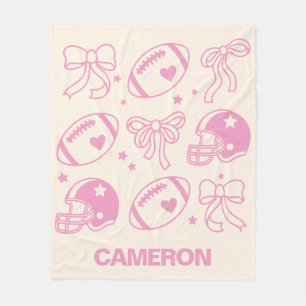Couverture Polaire Nom personnalisé joli Football Coquette Bow Rose