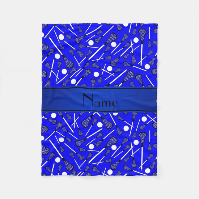 Couverture Polaire Nom personnalisé lacrosse bleue (Devant)