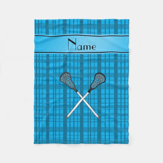 Couverture Polaire Nom personnalisé lacrosse ciel bleu plaid (Devant)