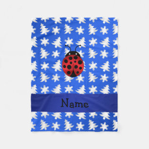 Couverture Polaire Nom personnalisé ladybug bleu flocons de neige ar