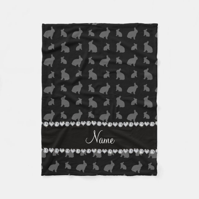 Couverture Polaire Nom personnalisé lapins noirs (Devant)