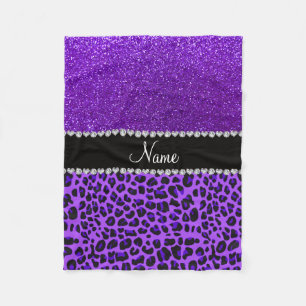 Couverture Polaire Nom personnalisé leopard violet indigo violet part