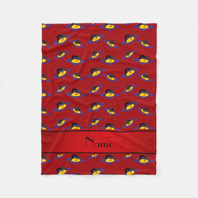 Couverture Polaire Nom personnalisé lutteurs rouges sur tapis (Devant)