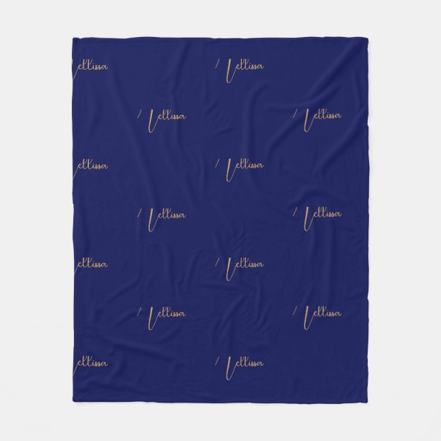Couverture Polaire Nom personnalisé minimaliste bleu  (Devant)