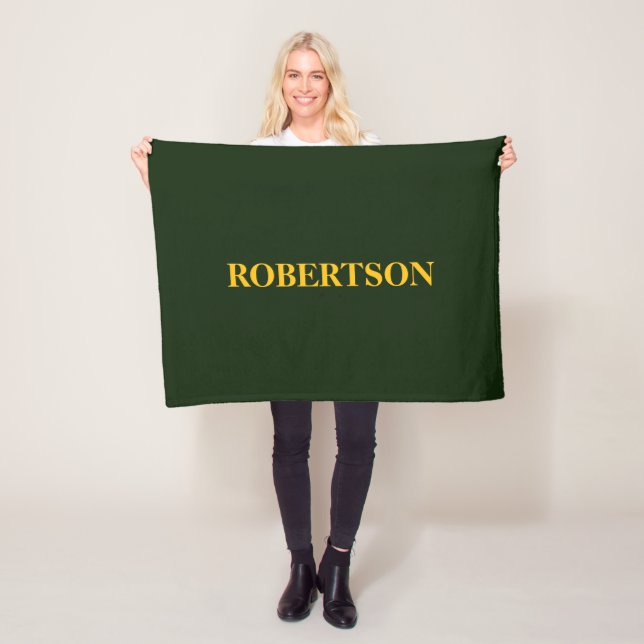 Couverture Polaire Nom personnalisé minimaliste vert  (En situation)