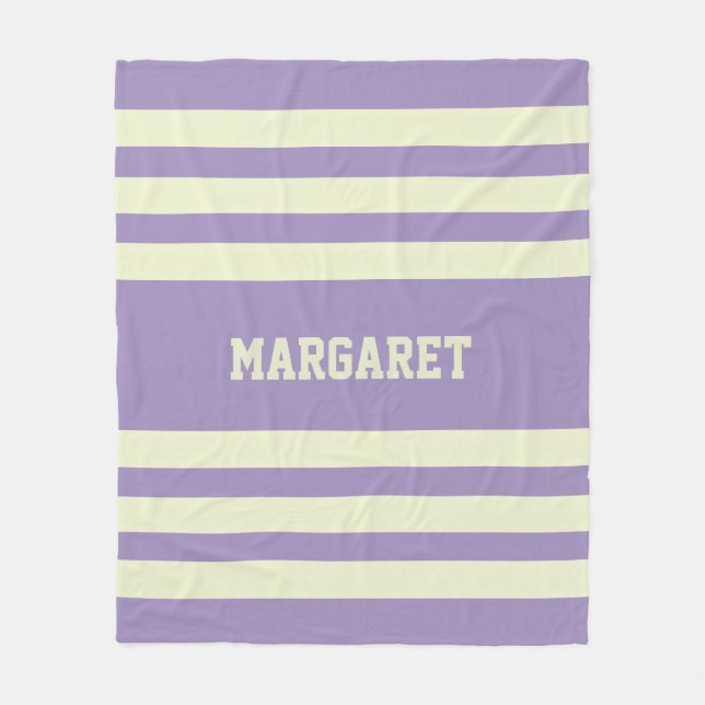 Couverture Polaire Nom personnalisé moderne style violet blanc (Devant)