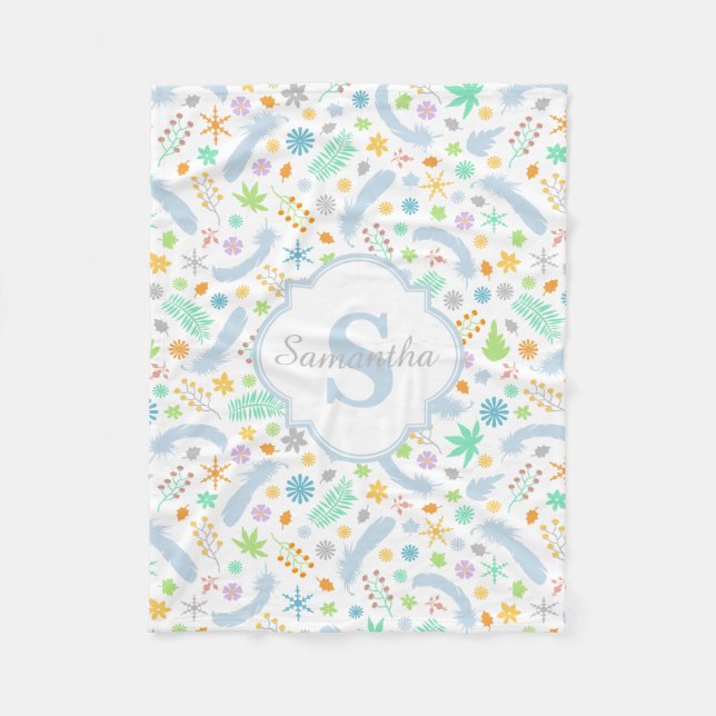 Couverture Polaire Nom personnalisé / Monogramme Bébé Fille Blanche p (Devant)