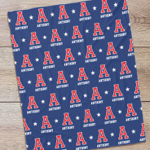 Nom personnalisé Monogramme Star Red Navy